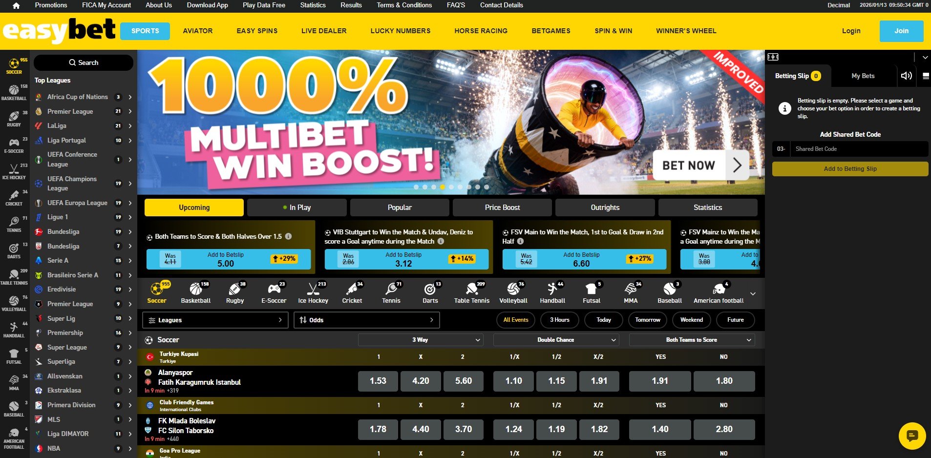 Easybet Sportsbook Screenshot